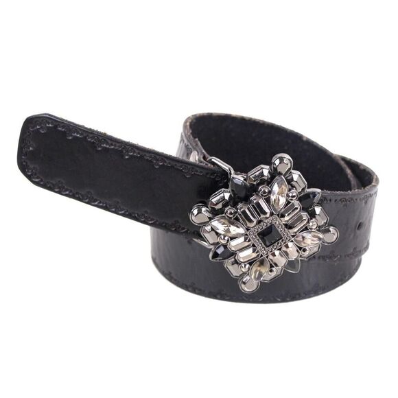 Fossil BLACK GENUINE LEATHER 1 3/8"Wd DRESS CASUAL WOMEN'S BELT Sz S (F2 - Picture 4 of 12